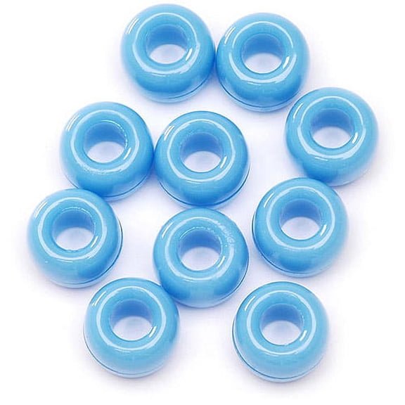 Darice Opaque Light Blue Plastic Pony Beads, 9mm, 720 Pieces