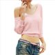 thumbnail image 3 of Suéteres de Cuello en V para Mujer, Informales, de Larga de Murciélago, Holgados, con Hombros Descubiertos, de Punto, para Cubrirse. Rosa M, 3 of 10