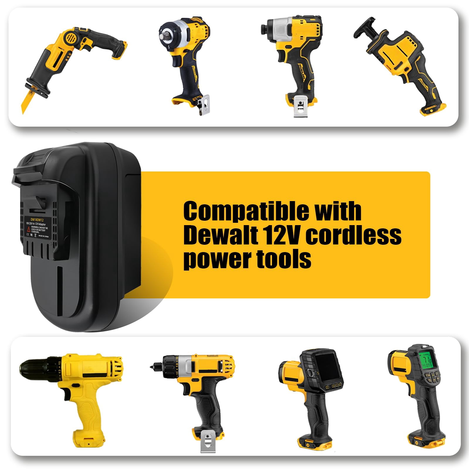 Adapter for DeW-alt 20V Battery to 12V Tool, Convert for DeW-alt 20V 60V Battery to 12v Battery, Work for DeW-alt 12V Cordless Tools (Only DM18DW12 Adapter Included)