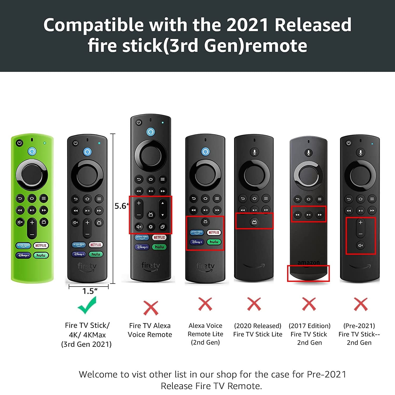 3 Pack) Fire Stick Remote Cover for Alexa Voice Remote 3rd Gen