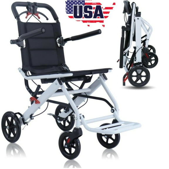 YKITRD Foldable Lightweight Transport Wheelchair Portable Travel Wheelchair All Terrain