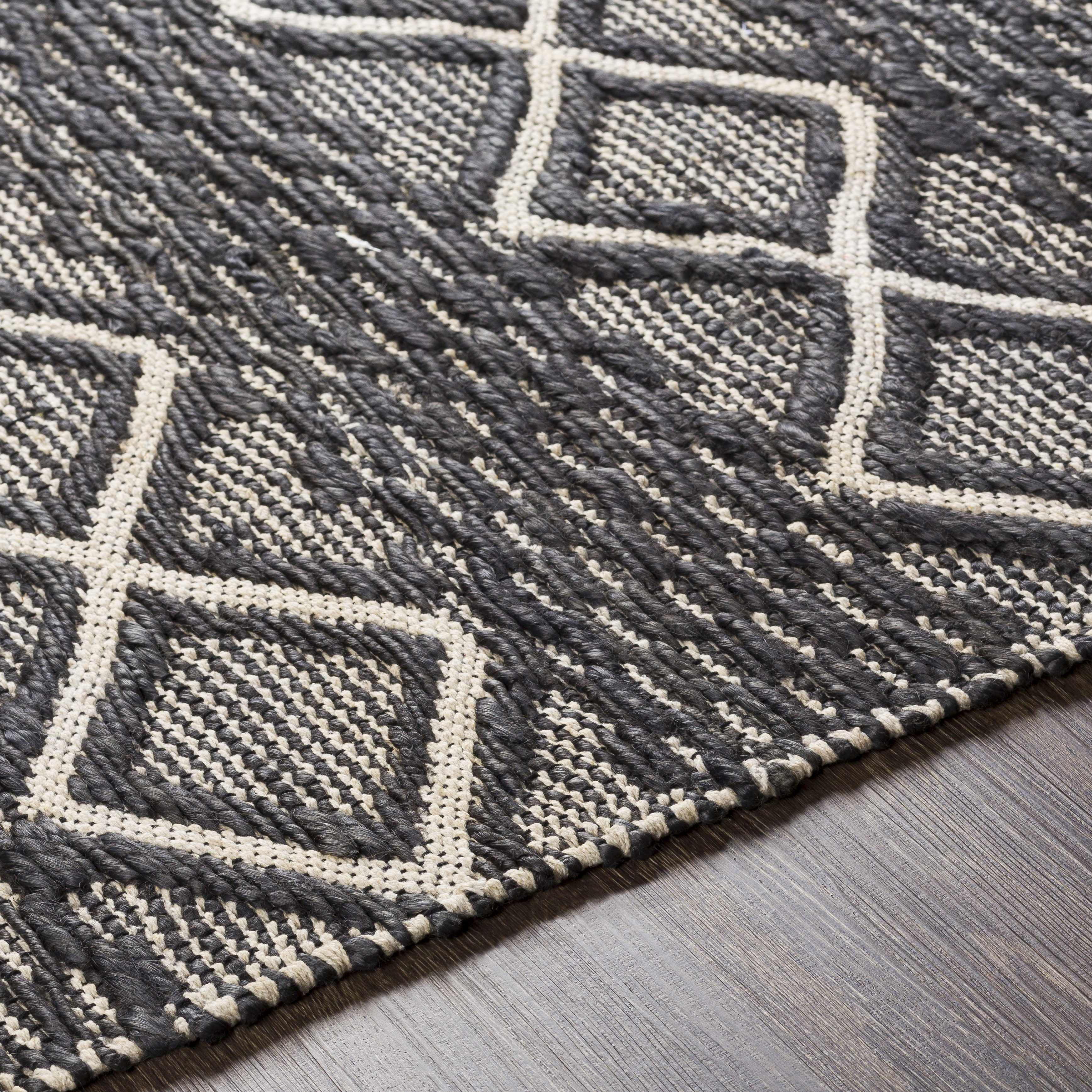 Hauteloom Maluanluan Jute Living Room, Bedroom Area Rug - Bohemian, Transitional - Black, Peach - 2' x 3'