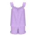 thumbnail image 7 of Womens Cute Pajamas Set, Fashion Solid Color Home Clothing, Ruffle Sleeveless T-Shirt Short with Shorts Sleepwear Outfits Linen Sets for Lady 2 Piece Long Sleeve Purple S, 7 of 7