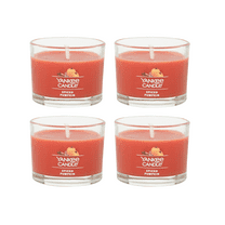 Yankee Candle Spiced Pumpkin Signature Votive Mini Candle Glass Jar, 1.3 oz (Pack of 4)