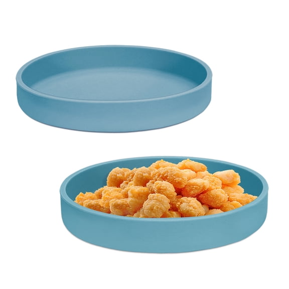 LELE LIFE 2Pcs Silicone Dessert Plates, Reusable Small Appetizer Cake Plates, Unbreakable Microwave Safe,Snack Nut Salad Kitchen Outdoor Camping, 6in