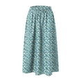 thumbnail image 6 of vigerkar Women's Midi Skirts High Waisted Pleated A-Line Swing Skirts Summer Floral Long Skirts with Pockets Sky Blue, M, 6 of 6