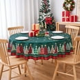 thumbnail image 2 of Christmas Tablecloth Round 70 Inch Christmas Tree Green Table Cloth - Polyester Winter Buffalo Plaid Xmas Festive Holiday Table Cover Circle Washable Waterproof for Holiday Party Kitchen Decoration, 2 of 8