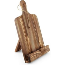 Cookbook Stand Recipe Book Holder with Wood Cutting Board Design, Cookbook with Back Stand for Convenient Countertop Display or String for Wall Mounting iPad and Tablet Hands Free StandRustic Brown