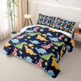 thumbnail image 3 of Feelyou Egg Dinosaur Quilt King for Boys Girls, Ancient Wildlife King Coverlet Set, Navy, 3-Piece, 3 of 7