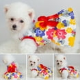 thumbnail image 3 of JANGSLNG Summer Floral Print Small Medium Dogs Dress Lovely Bowknot Decor Sleeveless Foreleg Holiday Pet Outfit, 3 of 8
