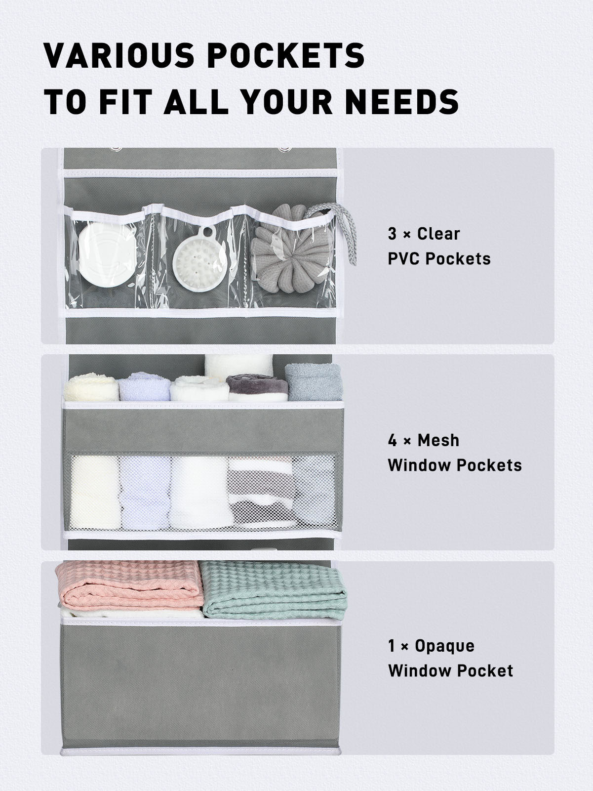 LazySpin 6-Shelf Over the Door Organizer, Gray photo 7
