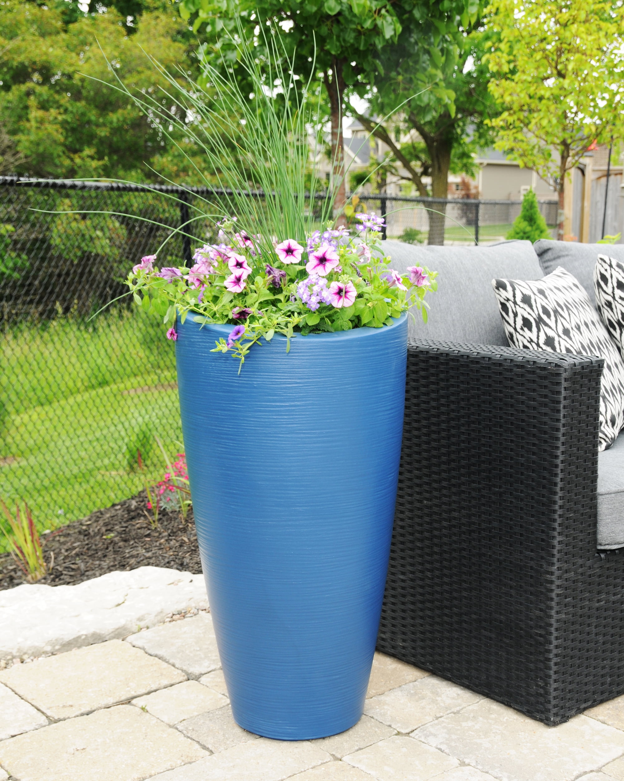 Modesto 32in Tall Planter Neptune Blue by Mayne Inc.