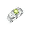 thumbnail image 3 of RYLOS Men's Rings Sterling Silver Classic 8X6MM Oval Gemstone &  Diamond Ring Peridot August Birthstone Rings For Man Silver Rings Size 9, 3 of 7