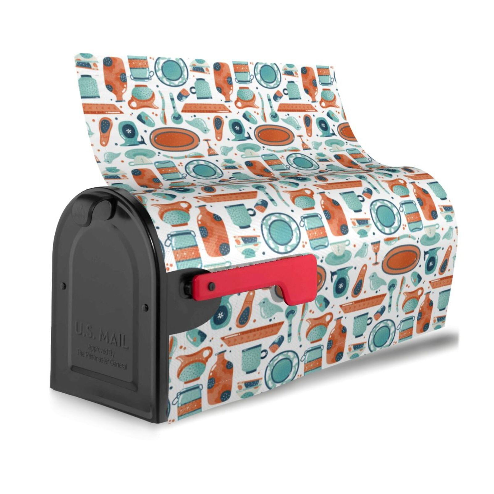 Gukieu Cute Tableware Print Magnetic Mailbox Cover, Sun-proof and Waterproof Home Yard Mailbox Cover-25.5x21 in