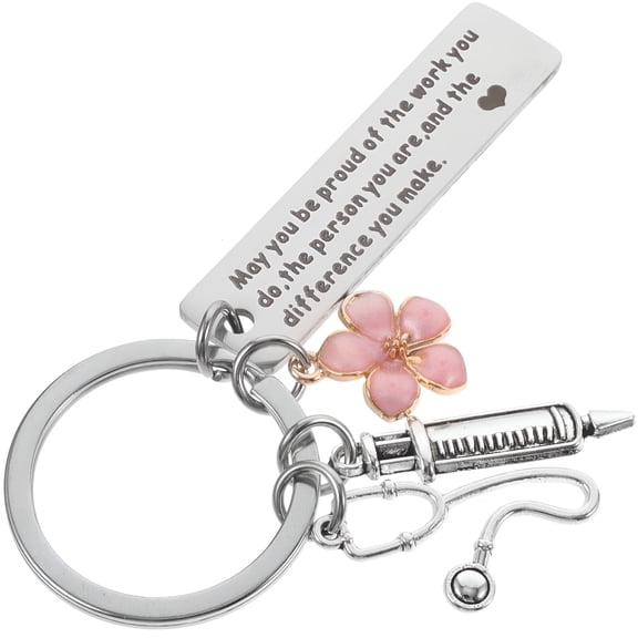 DESIGNICE Stainless Steel Keychain Pendant for Decor Multi Color Nurse Gifts and Favors 1.5 Inches,Gifts for Nurses