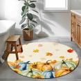 thumbnail image 3 of Round Rug 4Ft Washable Non-Slip, Fall Pumpkins Circle Area Rugs for Living Room Bedroom, Thanksgiving Autumn Maple Leaves Orange Indoor Floor Mats Carpet Runner for Home Decor Aesthetic, 3 of 8
