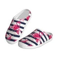 thumbnail image 2 of Lsque Dark Blue Stripes and Flamingos Pattern Womens Comfort Cotton on Scuff With Memory Foam and Anti-skid Sole Slipper-44/45, 2 of 7