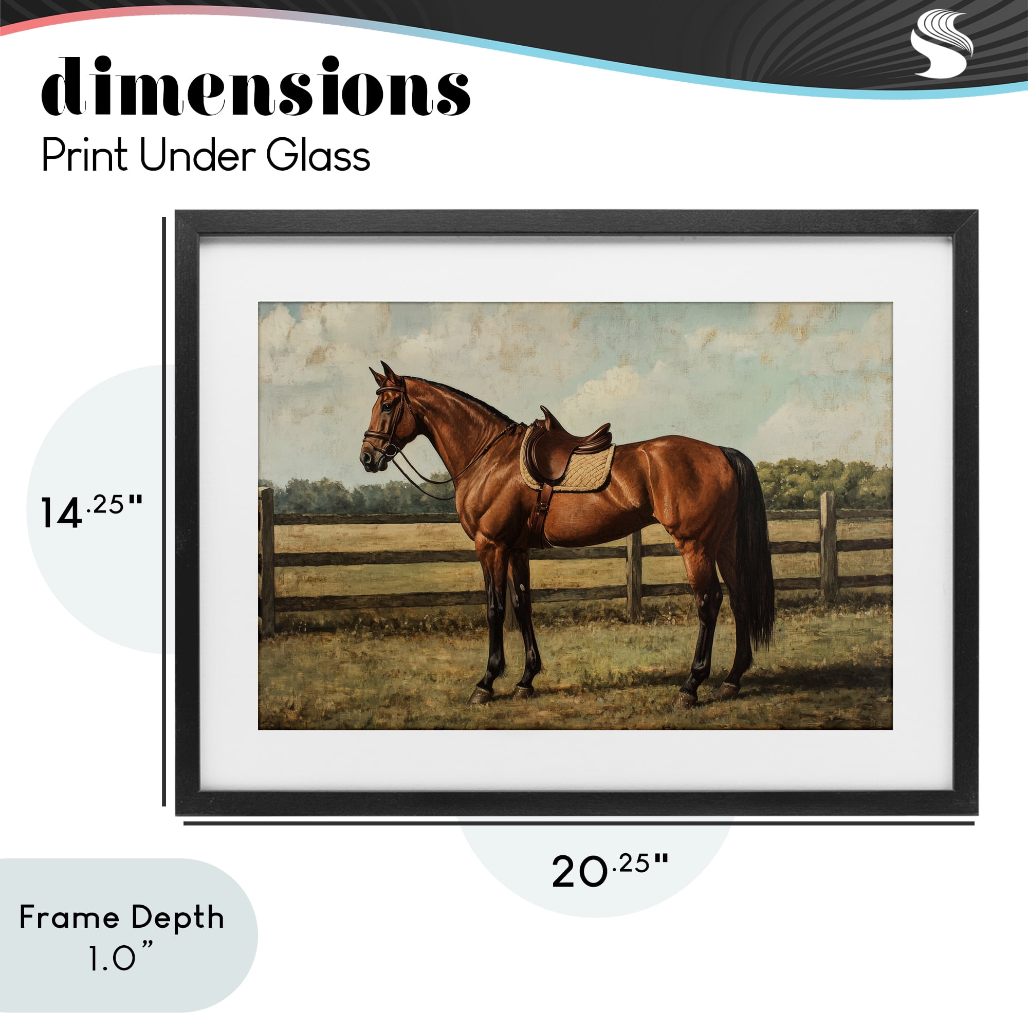 Stupell Industries Chocolate Stag Saddled in Pasture Black Framed Print Under Glass, design by Petal Prints Design