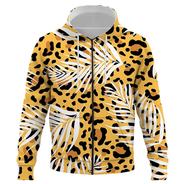Sudadera con capucha y cremallera con estampado 3D de leopardo abstracto para hombre y mujer, estilo hip hop, para ocio