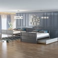 thumbnail image 2 of Hassch Full over Full Size Wooden Bunk Bed with Twin Trundle Bed for Bedroom, Gray, 2 of 8