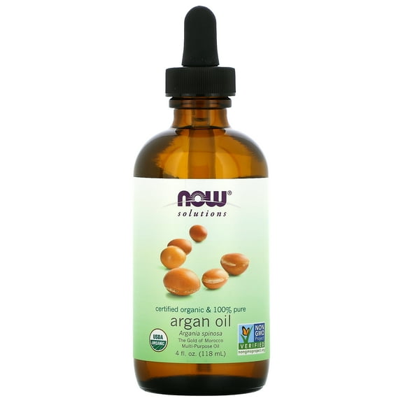 NOW Foods Solutions, Certified Organic & 100% Pure Argan Oil, 4 fl oz (118 ml)
