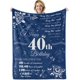 thumbnail image 1 of LHSHID 40th Birthday Gifts for Women Blanket Happy 40th Birthday Decorations Throw Blanket for Her Birthday Gifts for Wife Mom Men Cheers to 40 Years Gifts Blue 40"x50", 1 of 7
