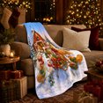 thumbnail image 3 of Cheerful Winter Farmyard Christmas Scene, Festive Holiday Scene, Warm Flannel Blanket for Ranch House and Living Room, Horse Lovers Christmas Gift, Rustic Home Decor, 3 of 9