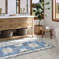 thumbnail image 3 of Oriental Floral Medallion Area Rug - 2x6 Hallway Runner Rug Blue Turkish Bedroom Throw Rug Faux Wool Non-Slip Machine Washable Low-Pile Carpet for Kitchen Laundry Living Bathroom, 3 of 8