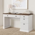 thumbnail image 1 of GloryStar Fluted Wooden Desk, 54'' Home Office Executive Desk with Storage Drawers and Built-In Charging Station, 1 of 9