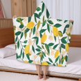 thumbnail image 5 of Yellow Lemon Fruit Flowers White Pattern Hooded Bath Towel，50"x30" for Ages 3 To 12 Kids, Quick Dry Lightweight Soft Microfiber Hood Beach Towel Cover Up for Kids, 5 of 7