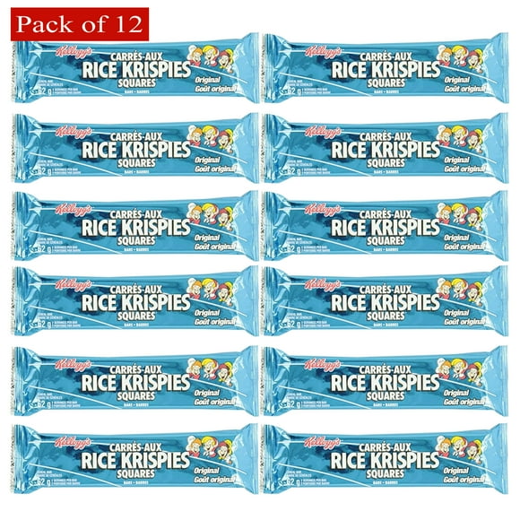 Kellogg's Rice Krispies Squares Barre Originale Grand Format 12x62 g, Boîte de 744 g