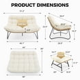 thumbnail image 7 of Papasan Loveseat with Ottoman, 2-Piece Cozy Lounge Chair Set, 5.5" Tufted Cushion, Steel Frame, Cream, 7 of 7