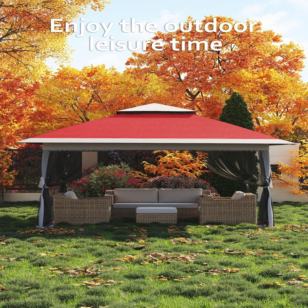 Soonbuy 13x13 Outdoor Gazebo,Canopy Tent with Mosquito Netting,Outdoor Gazebo for Backyard & Patio Furniture