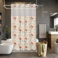 thumbnail image 5 of Spring Flowers No Hooks Shower Curtain with Snap-in Liner Watercolor Yellow Dragonfly Red Floral Leaf Linen Texture Shower Curtains for Bathroom, Waterproof, Easy Install, Washable 36"x78", 5 of 9