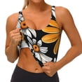 thumbnail image 3 of Balery Yellow White Daisy Pattern Sujetadores deportivos con espalda cruzada para mujer, acolchados, sin costuras, de alto impacto, ideales para yoga, gimnasio, entrenamiento y fitness.-Medium, 3 of 8