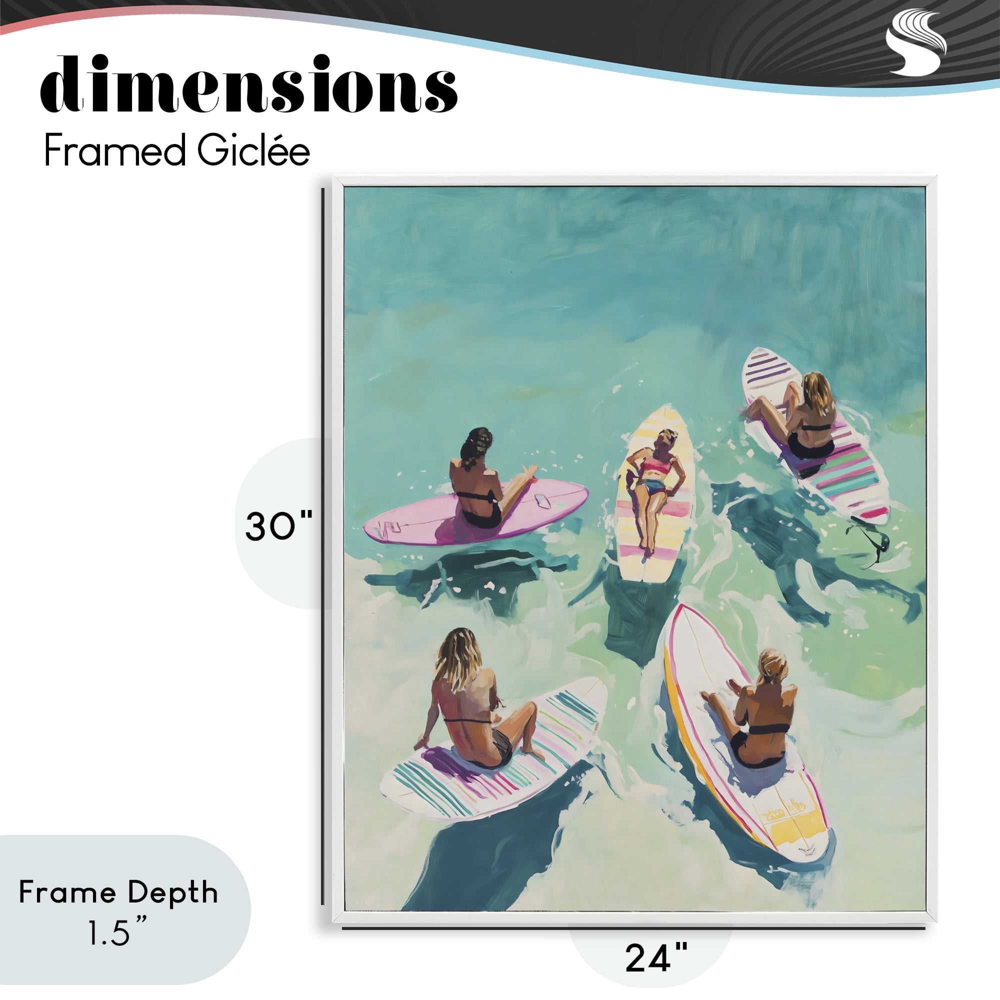 Stupell Industries Women Surfers at Turquoise Beach White Framed Giclee Art, design by The Prints Vibe