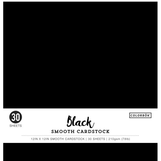 Colorbok Smooth Black Cardstock, 12in x 12in, 30 Sheets