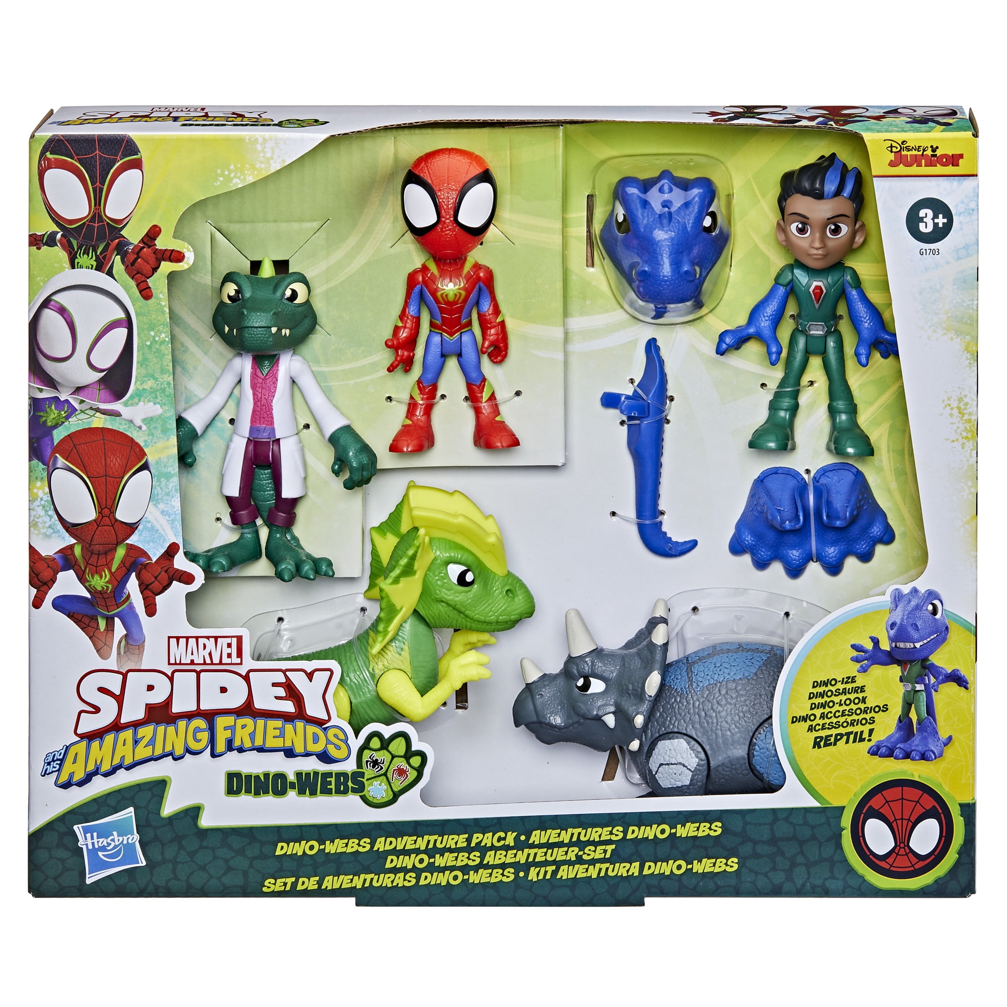 Marvel Spidey and His Amazing Friends Dino-Webs Adventure Pack, 4” (10 cm) Toys, 3+