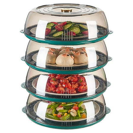 

4-layer Insulation Dish Cover Transparent Keep Fresh Cover Household Leftover Food Cover with Lid Handle for Home Kitchen Food