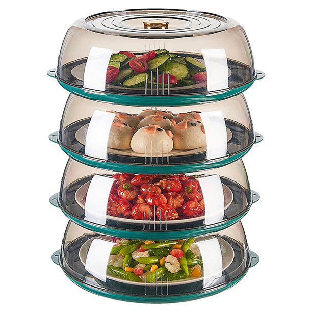 Cubierta De Plato De Aislamiento De 3 Capas, Cubierta Transparente Para Mantener La Frescura, Cubierta De Comida Sobrante Para El Hogar Con Asa De Tapa Para Comida De Cocina Casera matsuzay HA027044-02