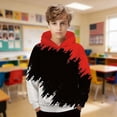 thumbnail image 2 of ZHOGXU Boys Patchwork Gradient Hooded Sweatshirt Long Sleeve Pullover Hoodie With Pocket For Kids Cool Streetwear,Red2,10-12 Years, 2 of 5