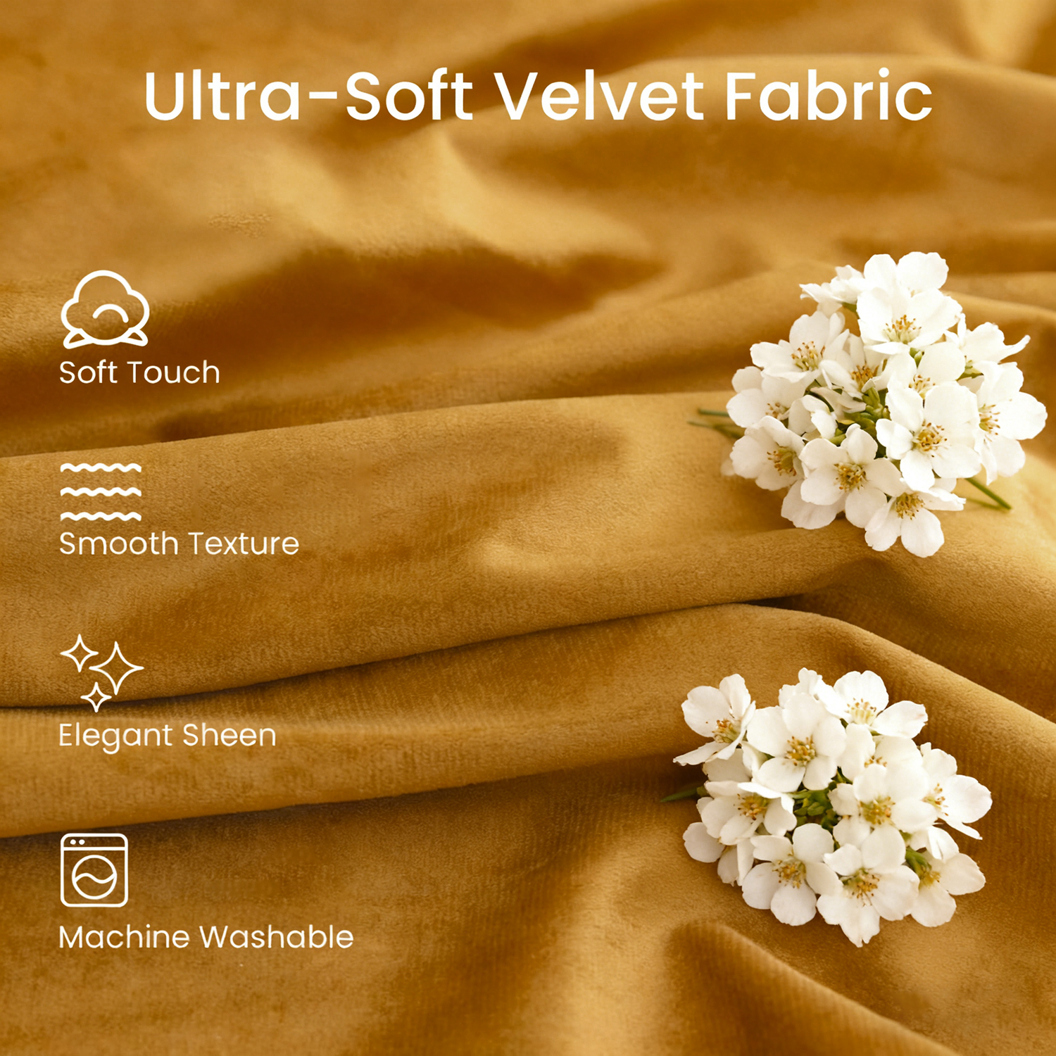 SUSIELADY Blackout Velvet Curtains, Thermal Insulated, Noise-Reducing, Soundproof, Light-Blocking, Room Darkening Drapes, 2 Panels, Grommet for Living Room & Bedroom, 52 x 84 in, Mustard Yellow