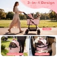 thumbnail image 3 of Zoolike 3 in 1 Pet Stroller for Dogs and Cats,4 Wheel Foldable Stroller with Detachable Carrier&Storage Basket,Pink, 3 of 7