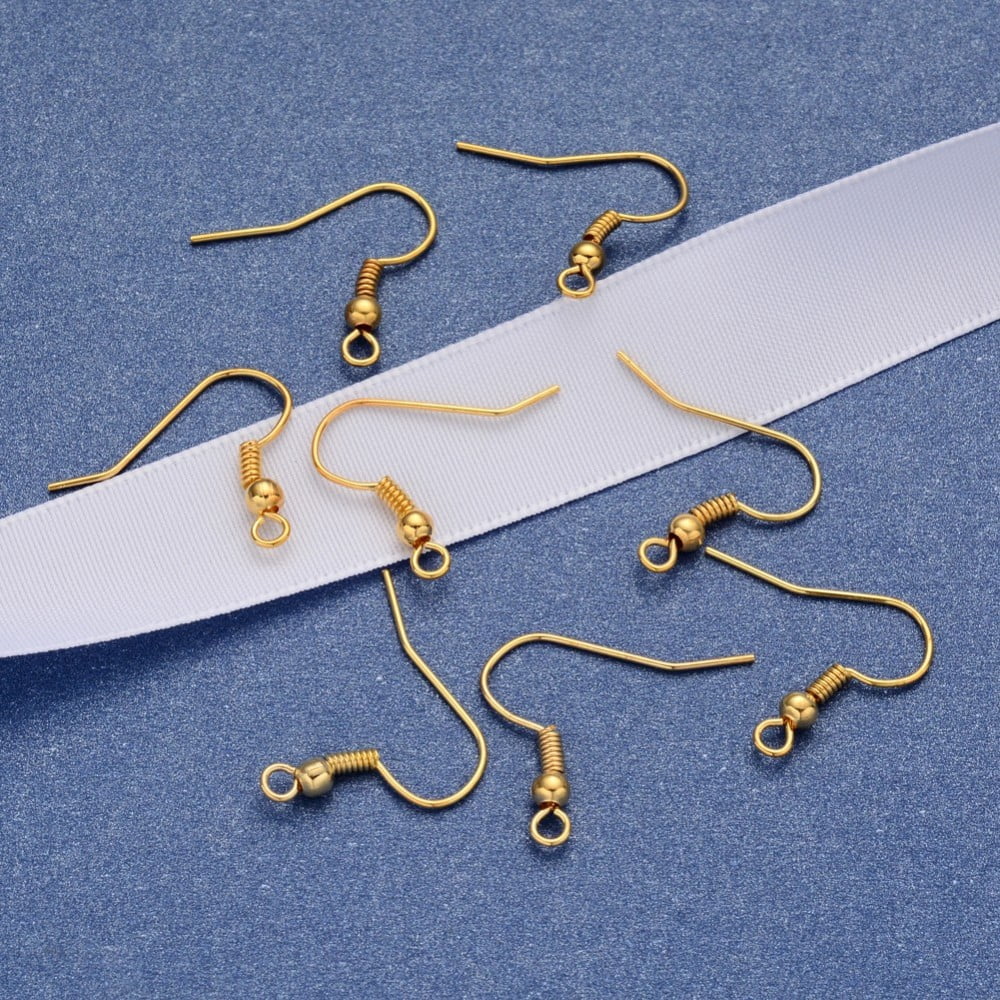 5000pcs Iron Earring Hooks Ear Wire with Horizontal Loop Cadmium Free & Nickel Free & Lead Free Golden 17~19x0.8mm Hole: 2mm 22 Gauge Pin: 0.6mm