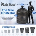 thumbnail image 5 of Plastic Prince High Density Can Liners 65 Gallon Garbage Bags 22 Mic 48" x 60" Black Trash Bags 100/Case, 5 of 9