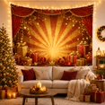 thumbnail image 3 of Red and Gold Gifts Beneath Theater Curtains, Dramatic Vintage for Holiday Fans, Festive Stage Decor, Christmas Gift, Tapestry Wall Hanging for Living Room and Studio, 3 of 7