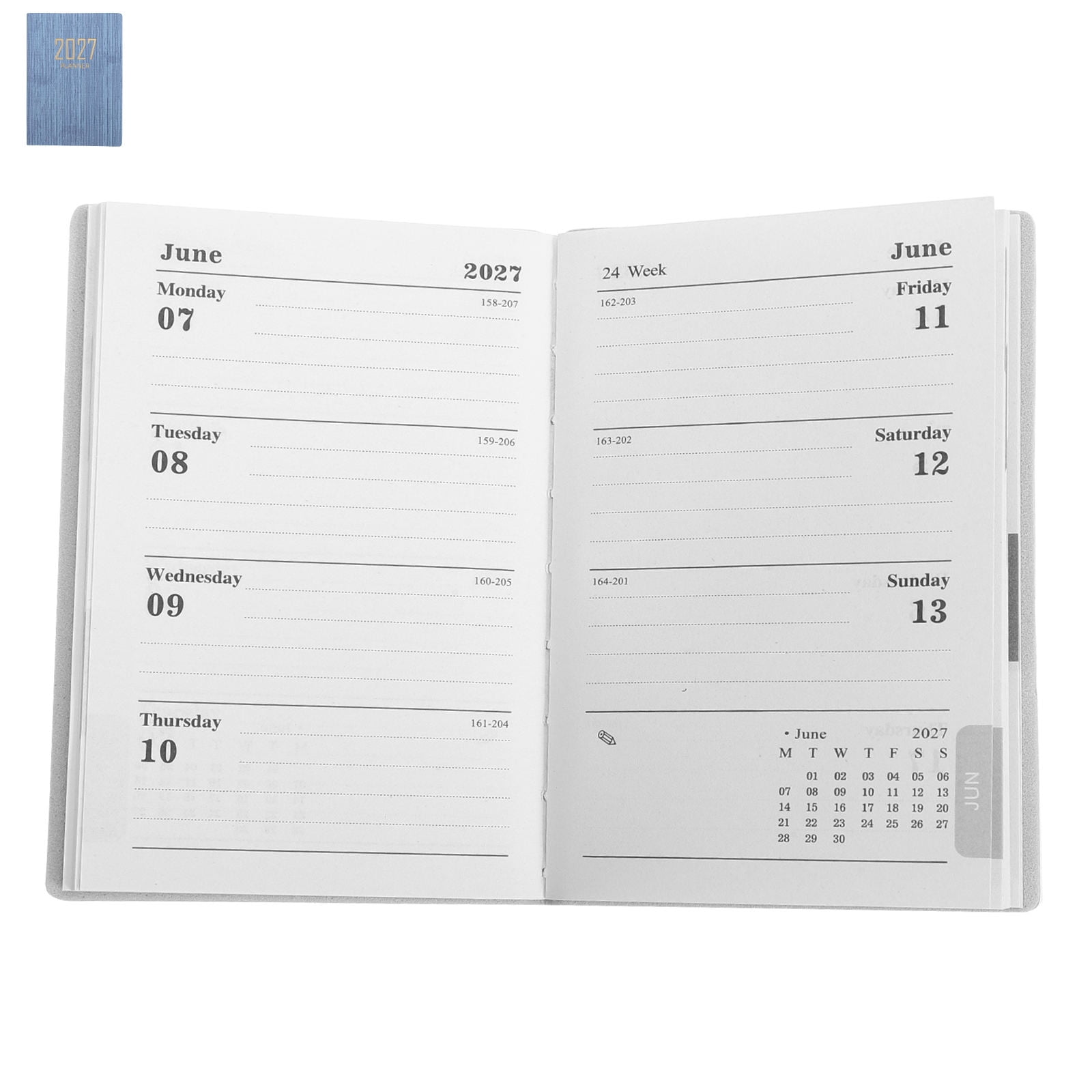 GETAJGHSD 2027 Daily Planner Blue Paper PU Portable Personal Organizer for Home