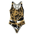 thumbnail image 3 of Gold Chains Swimsuit Black White Block Swimwear One-Piece Sport Graphic Swimsuits Hollow Out Bathing Suit Ladies Push Up Sexy Be, 3 of 7