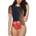thumbnail image 1 of Daiia Imprimé Chips de Poker pour Femmes Col Rond Manches Courtes Justaucorps Mode Basique Extensible-TTG, 1 of 7