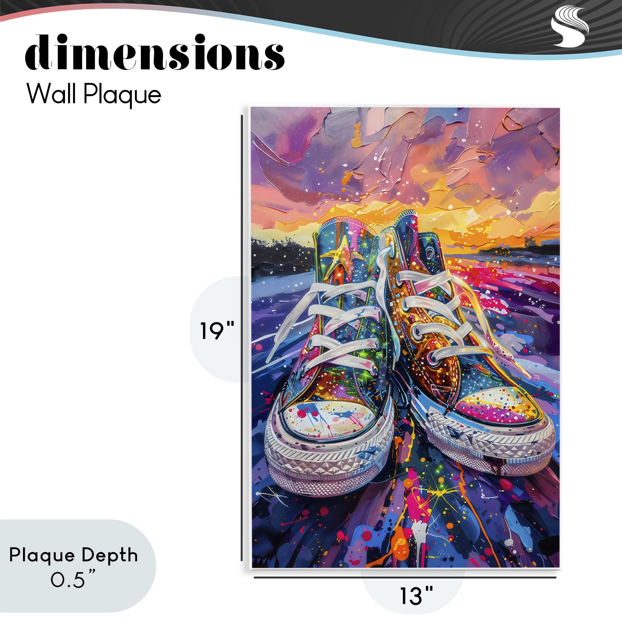 Stupell Industries Vibrant Sneakers at Sunset Wall Plaque Art, design by Creative Studio